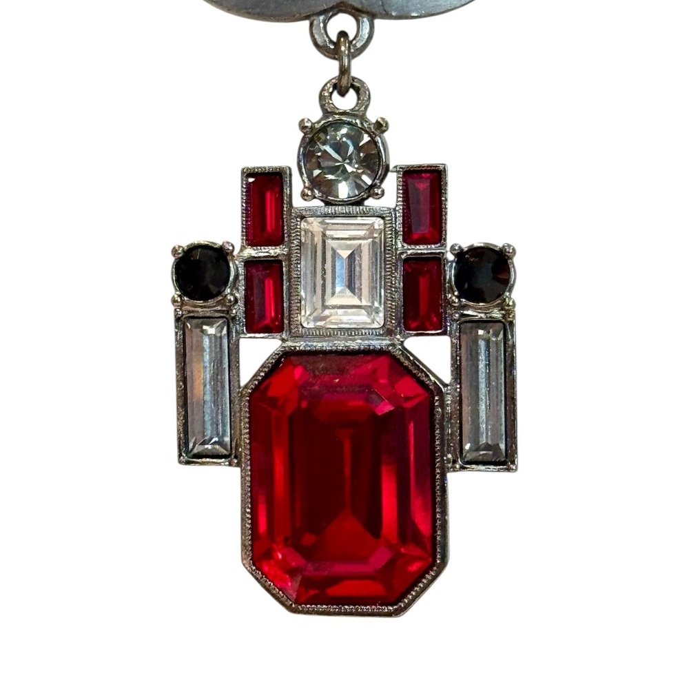 Chanel 2005P Red Gripoix Glass & Crystal Pendant Necklace – Made in France
